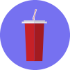 Animated beverage in red plastic cup with straw