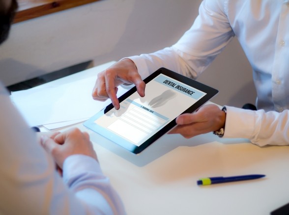 Dental insurance forms on tablet computer